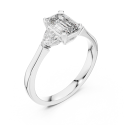 Elegant premium velvet ring box displaying the 14K Gold 3 Stone Engagement Ring for an unboxing experience that appeals to gift seekers looking for anniversary or holiday presents

