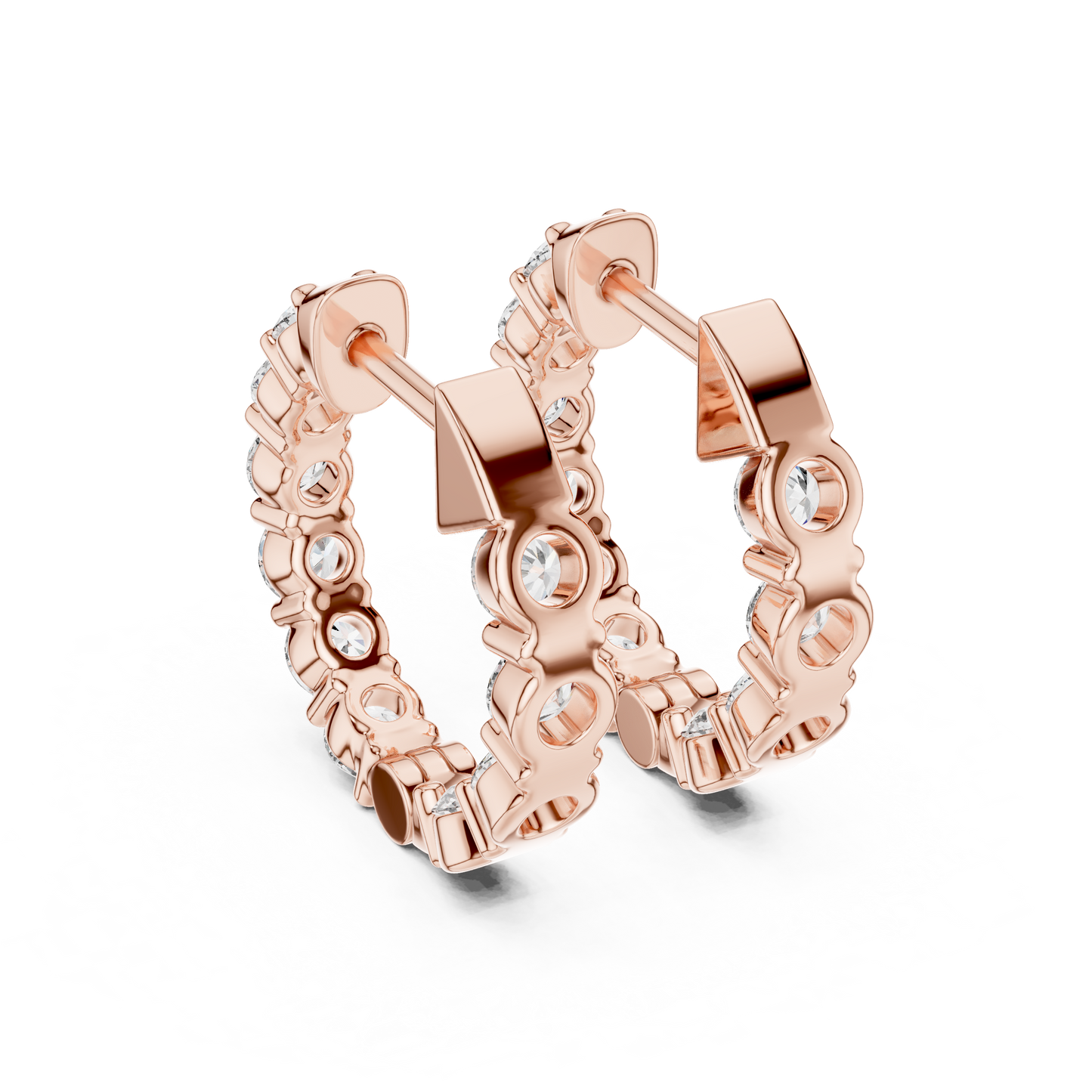 Eternity Diamond Hoop Earrings On-Model Ear Lobe Wear