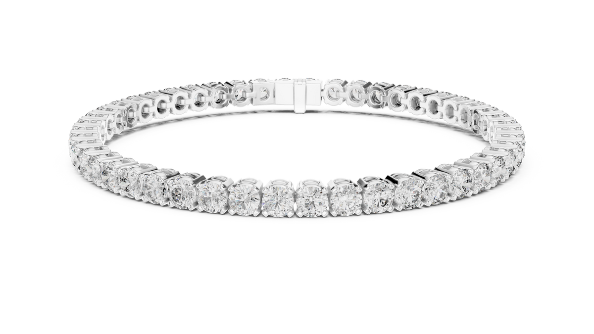 Etsy Listing Photo 5 - 14K Gold Lab Diamond Tennis Bracelet - 18K Solid Gold Collet Bracelet - Round Cut Diamond Bracelet - Gift for Her. Hallmark Stamp View: Interior band closeup showcasing genuine 14K/18K gold or 925 sterling silver hallmark quality stamp with smooth comfort fit curve. Handcrafted Collet Setting / Round Bezel Setting with Flexible Articulated Link Chain and Moissanite Lab Diamond. High-search keywords: 14K Gold Bracelet, Lab Diamond Bracelet, Tennis Bracelet, Gold Tennis Bracelet, 10K Go