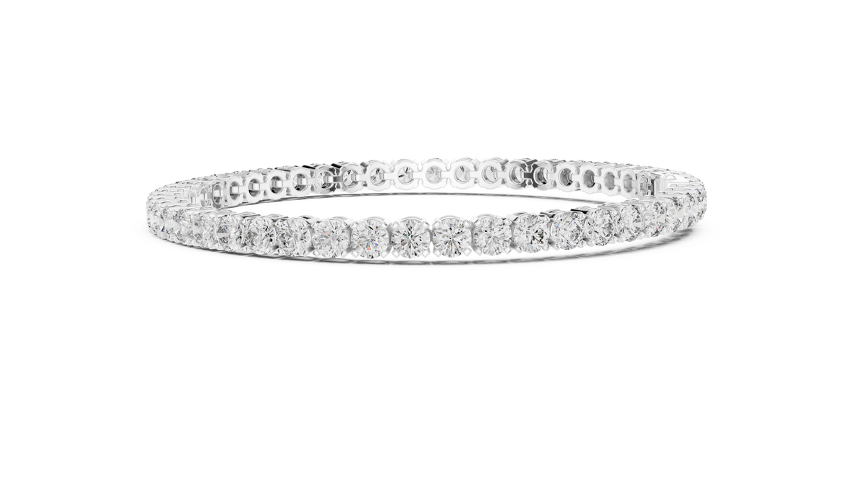 Etsy Listing Photo 7 - 14K Gold Lab Diamond Tennis Bracelet - 18K Solid Gold Collet Bracelet - Round Cut Diamond Bracelet - Gift for Her. Sunlight Sparkle Reflection: Outdoor daylight shot displaying intense fire dispersion, optical refractions, and multidirectional sparkle. Handcrafted Collet Setting / Round Bezel Setting with Flexible Articulated Link Chain and Moissanite Lab Diamond. High-search keywords: 14K Gold Bracelet, Lab Diamond Bracelet, Tennis Bracelet, Gold Tennis Bracelet, 10K Gold Jewelry, 18