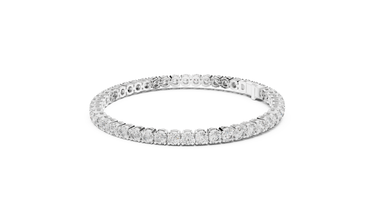 Etsy Listing Photo 8 - 14K Gold Lab Diamond Tennis Bracelet - 18K Solid Gold Collet Bracelet - Round Cut Diamond Bracelet - Gift for Her. Bridal Set Stack View: Paired gracefully with a matching pave diamond wedding band showcasing a complete, seamless bridal stack. Handcrafted Collet Setting / Round Bezel Setting with Flexible Articulated Link Chain and Moissanite Lab Diamond. High-search keywords: 14K Gold Bracelet, Lab Diamond Bracelet, Tennis Bracelet, Gold Tennis Bracelet, 10K Gold Jewelry, 18K Gold Br