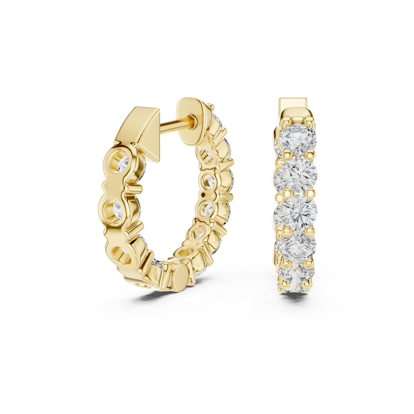 Everyday Quiet Luxury Diamond Huggies - Direct Light Refraction View