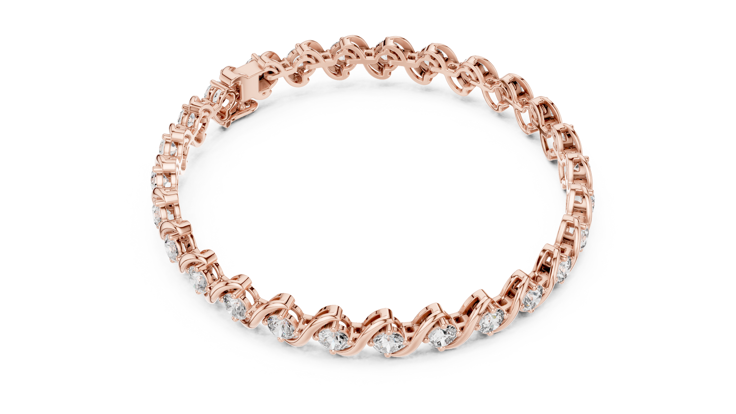 Twisted Setting Diamond Bracelet • Everyday Luxury Tennis Bracelet • Golden Vector Cascade