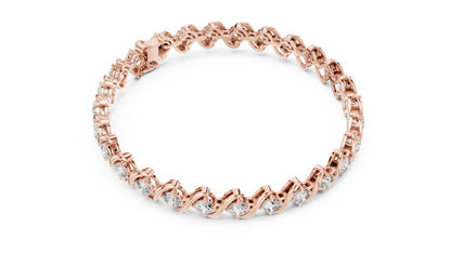 Twisted Setting Diamond Bracelet • Everyday Luxury Tennis Bracelet • Golden Vector Cascade