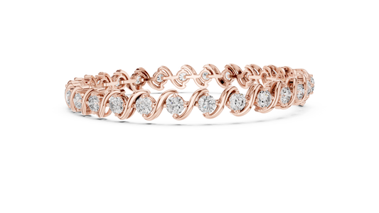 Twisted Setting Diamond Bracelet • Everyday Luxury Tennis Bracelet • Golden Vector Cascade