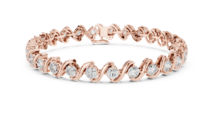 Twisted Setting Diamond Bracelet • Everyday Luxury Tennis Bracelet • Golden Vector Cascade