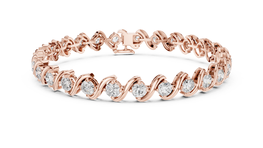 Twisted Setting Diamond Bracelet • Everyday Luxury Tennis Bracelet • Golden Vector Cascade
