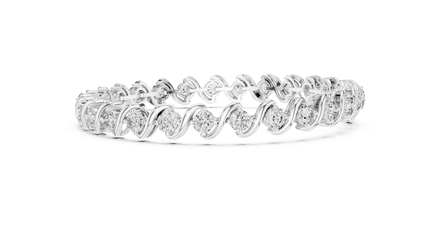 Twisted Setting Diamond Bracelet • Everyday Luxury Tennis Bracelet • Golden Vector Cascade