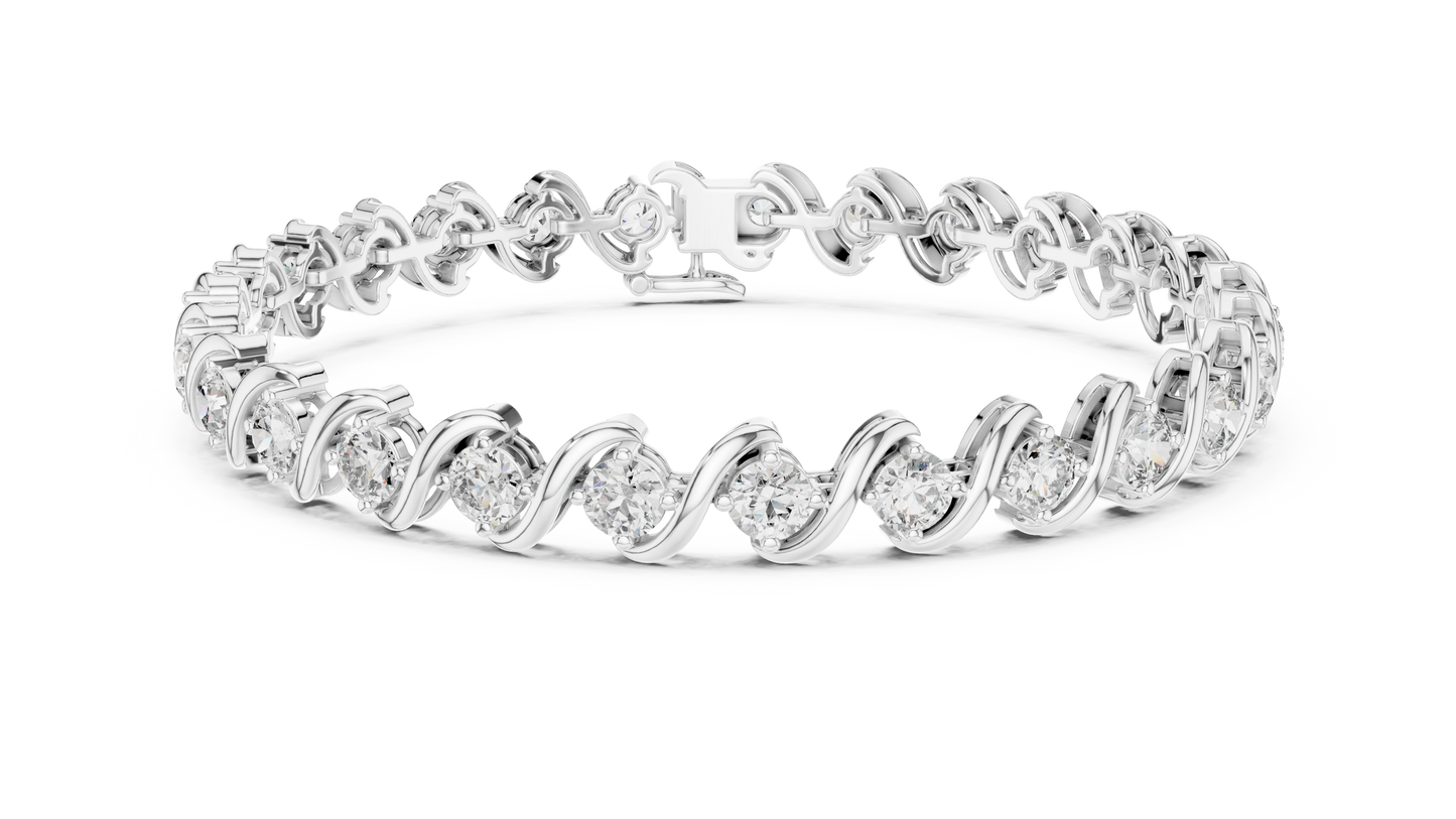 Twisted Setting Diamond Bracelet • Everyday Luxury Tennis Bracelet • Golden Vector Cascade
