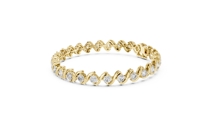 Twisted Setting Diamond Bracelet • Everyday Luxury Tennis Bracelet • Golden Vector Cascade