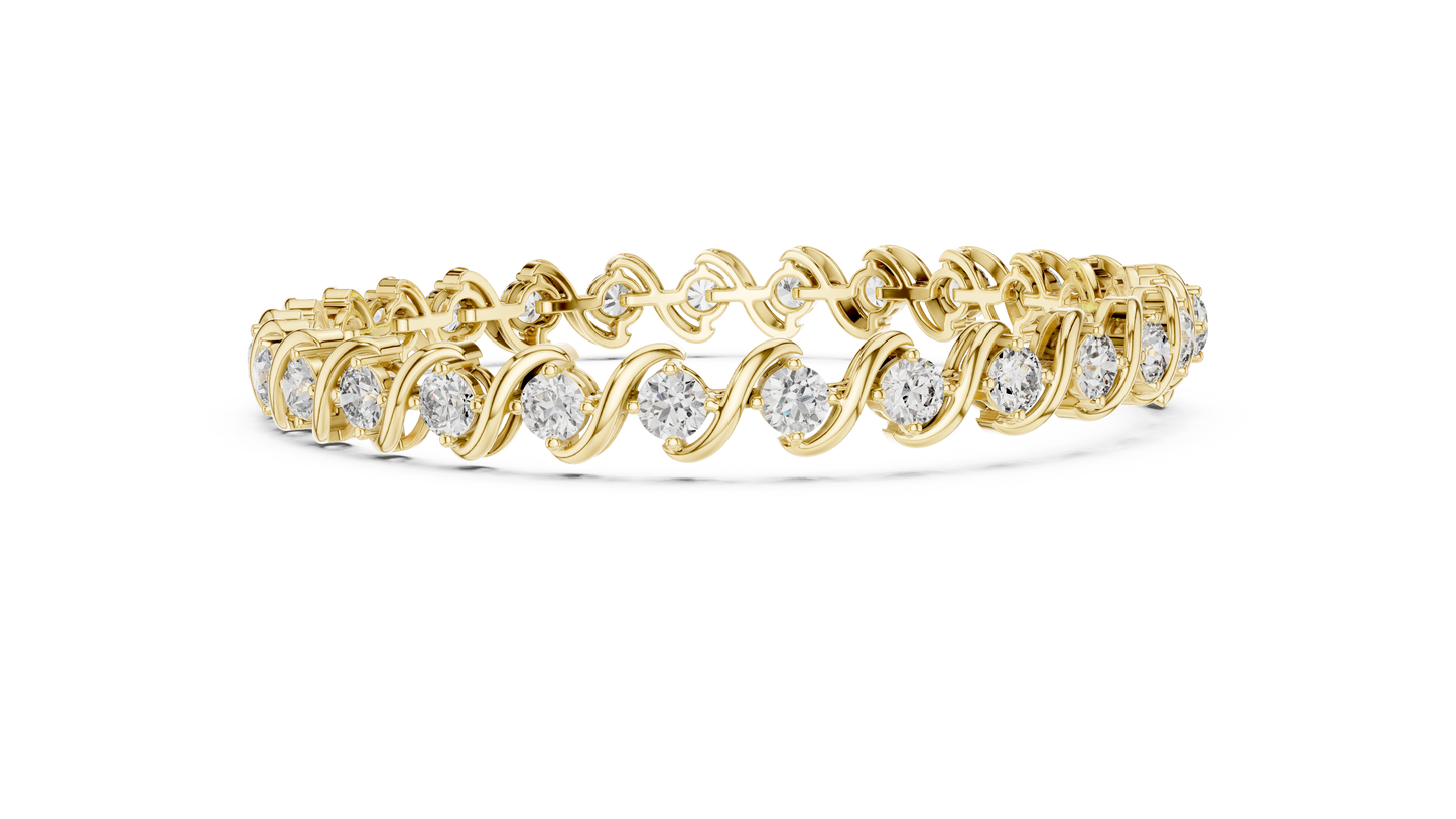 Twisted Setting Diamond Bracelet • Everyday Luxury Tennis Bracelet • Golden Vector Cascade