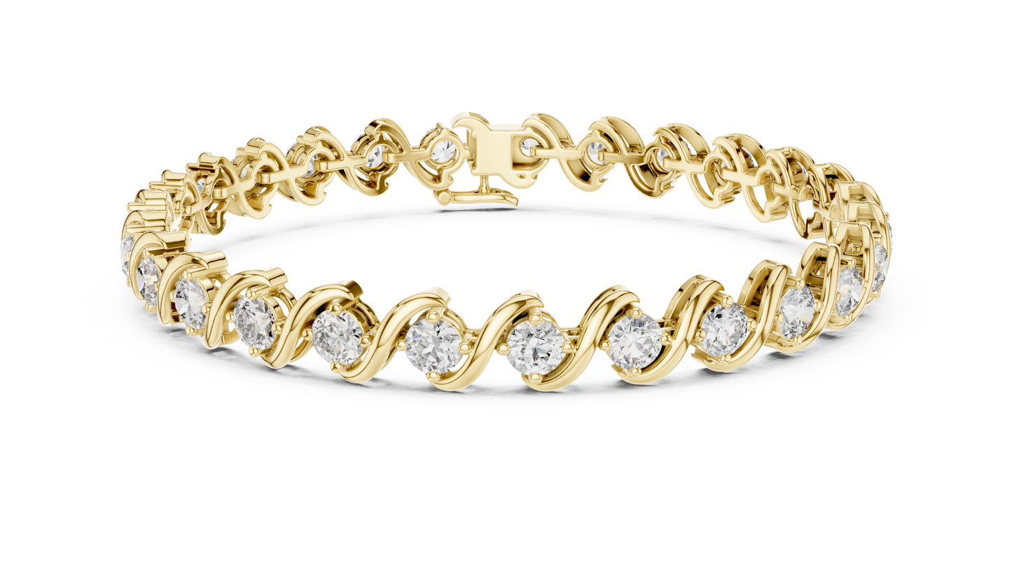 Twisted Setting Diamond Bracelet • Everyday Luxury Tennis Bracelet • Golden Vector Cascade