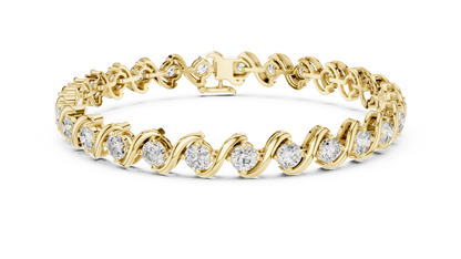Twisted Setting Diamond Bracelet • Everyday Luxury Tennis Bracelet • Golden Vector Cascade