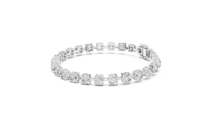 Power Tennis Bracelet | Round Diamond Radiance | Luxury Silver Statement Status Jewelry