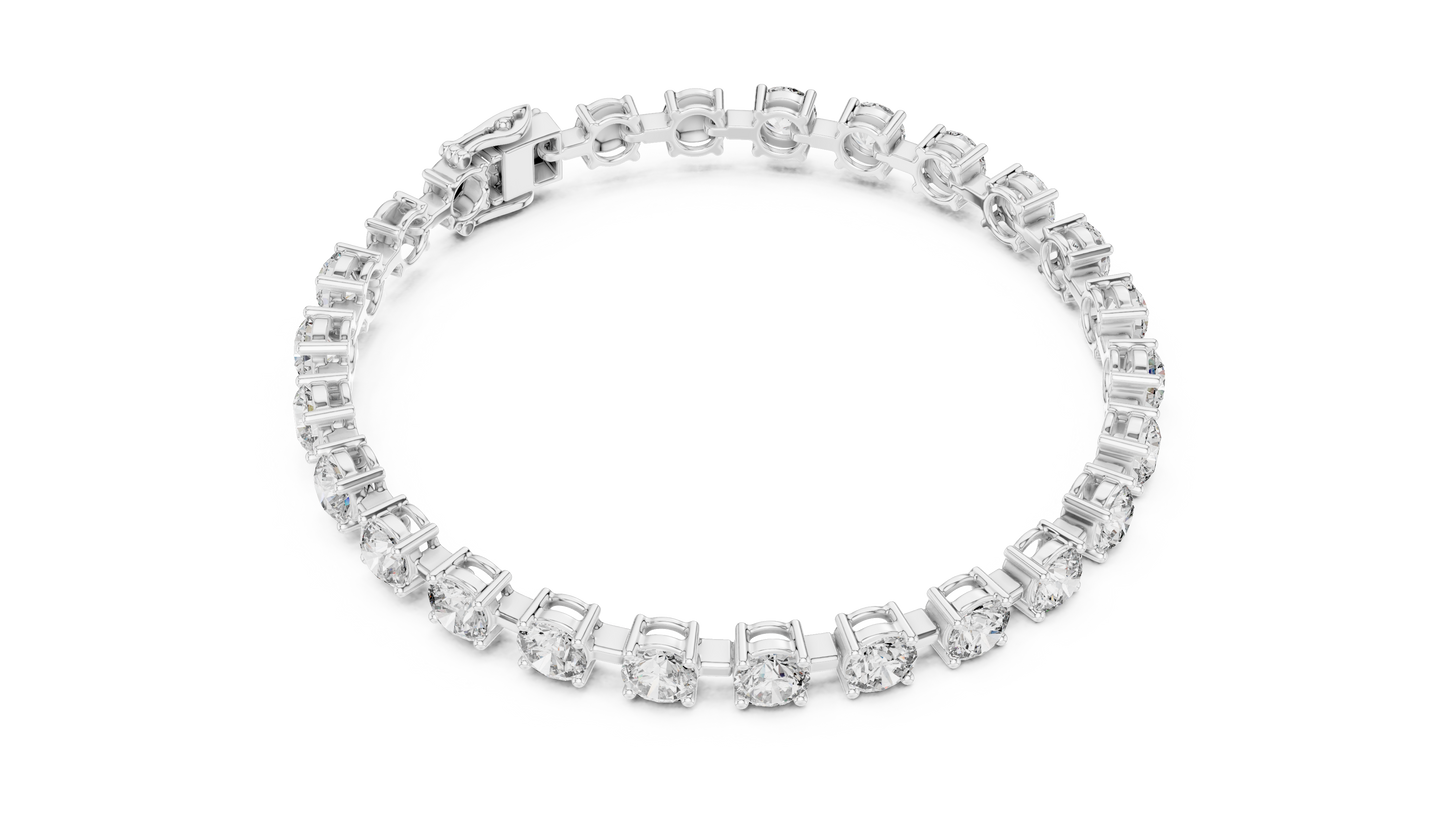 Power Tennis Bracelet | Round Diamond Radiance | Luxury Silver Statement Status Jewelry