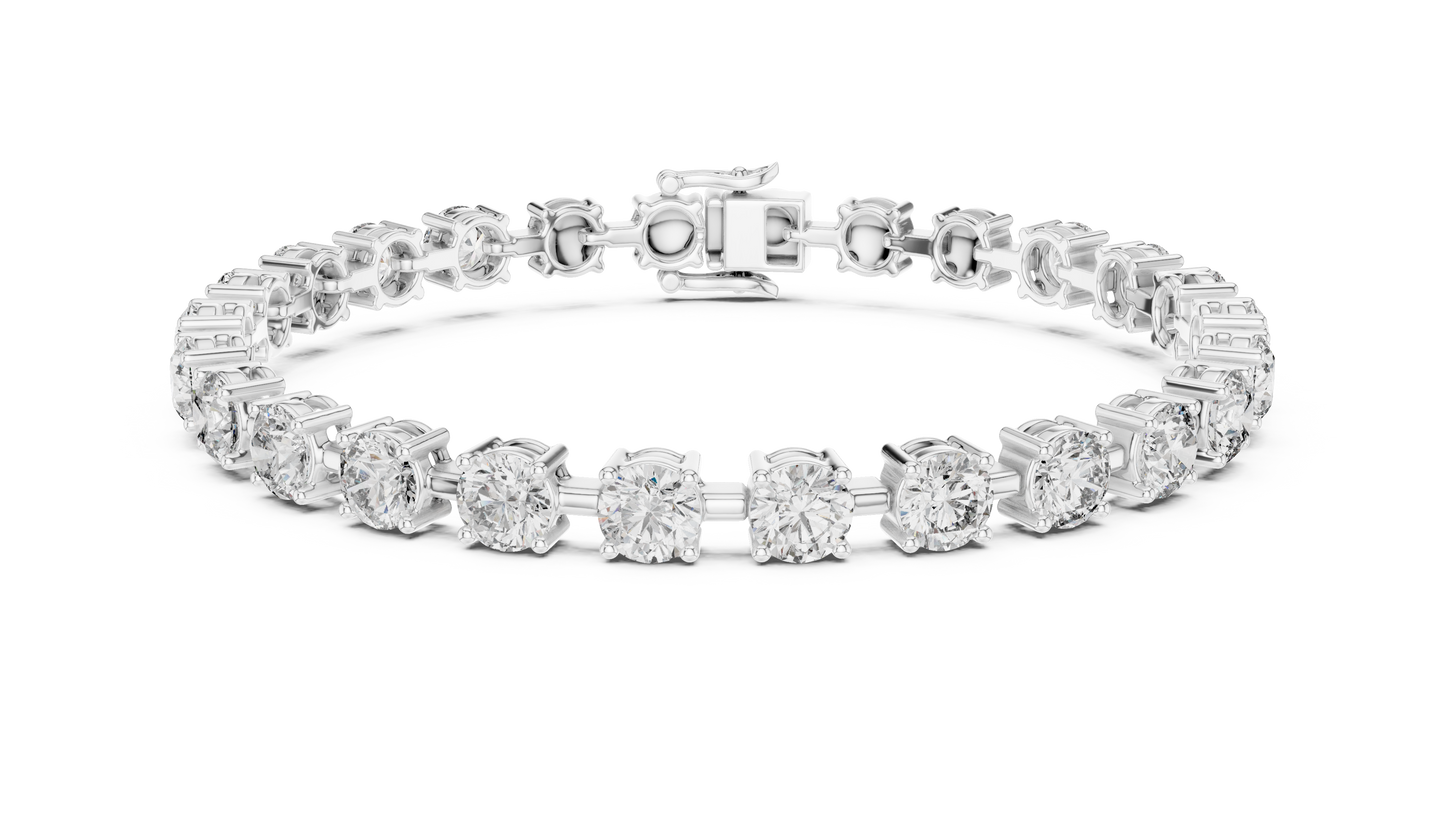 Power Tennis Bracelet | Round Diamond Radiance | Luxury Silver Statement Status Jewelry