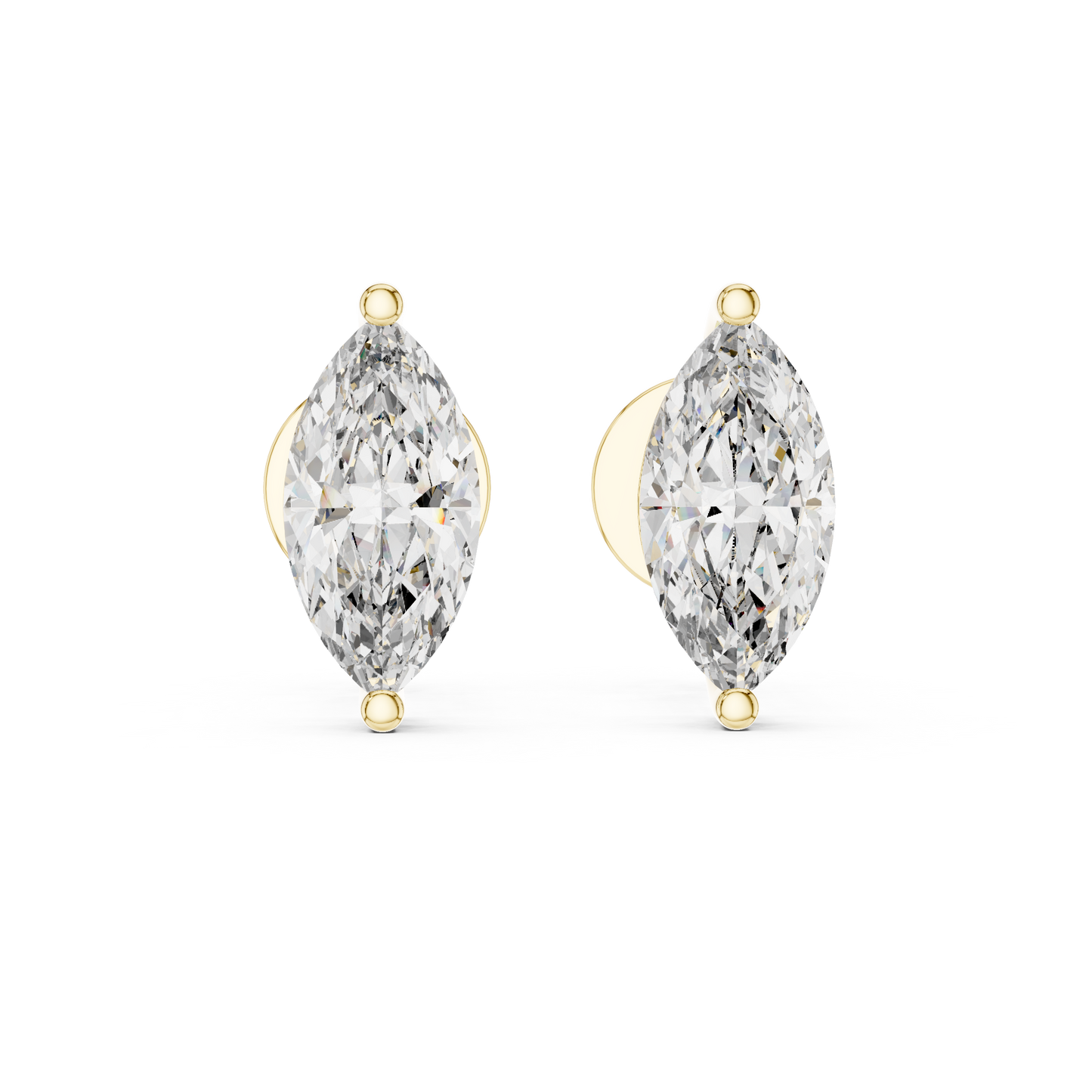 Fine Gold Marquise Earrings Studio Shot