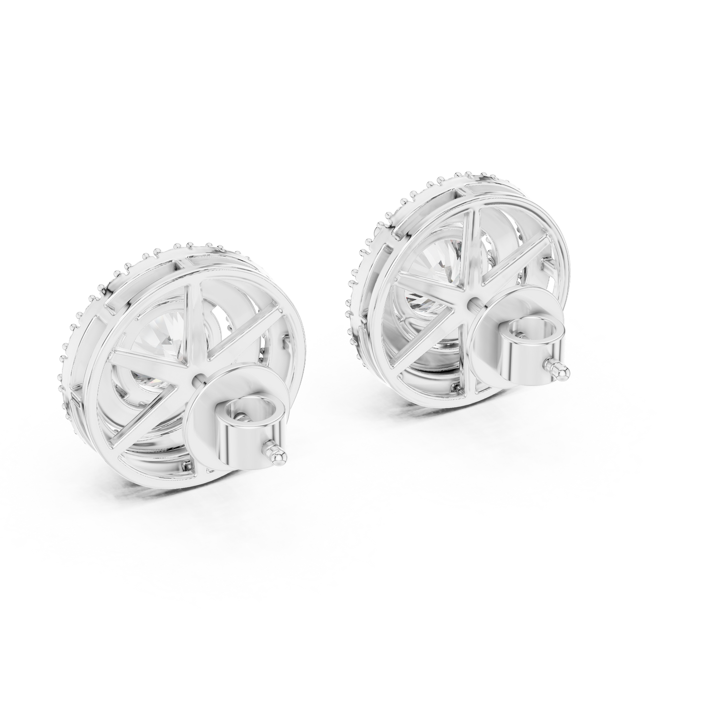 Flat Lay of Round Cut Diamond Stud Earrings