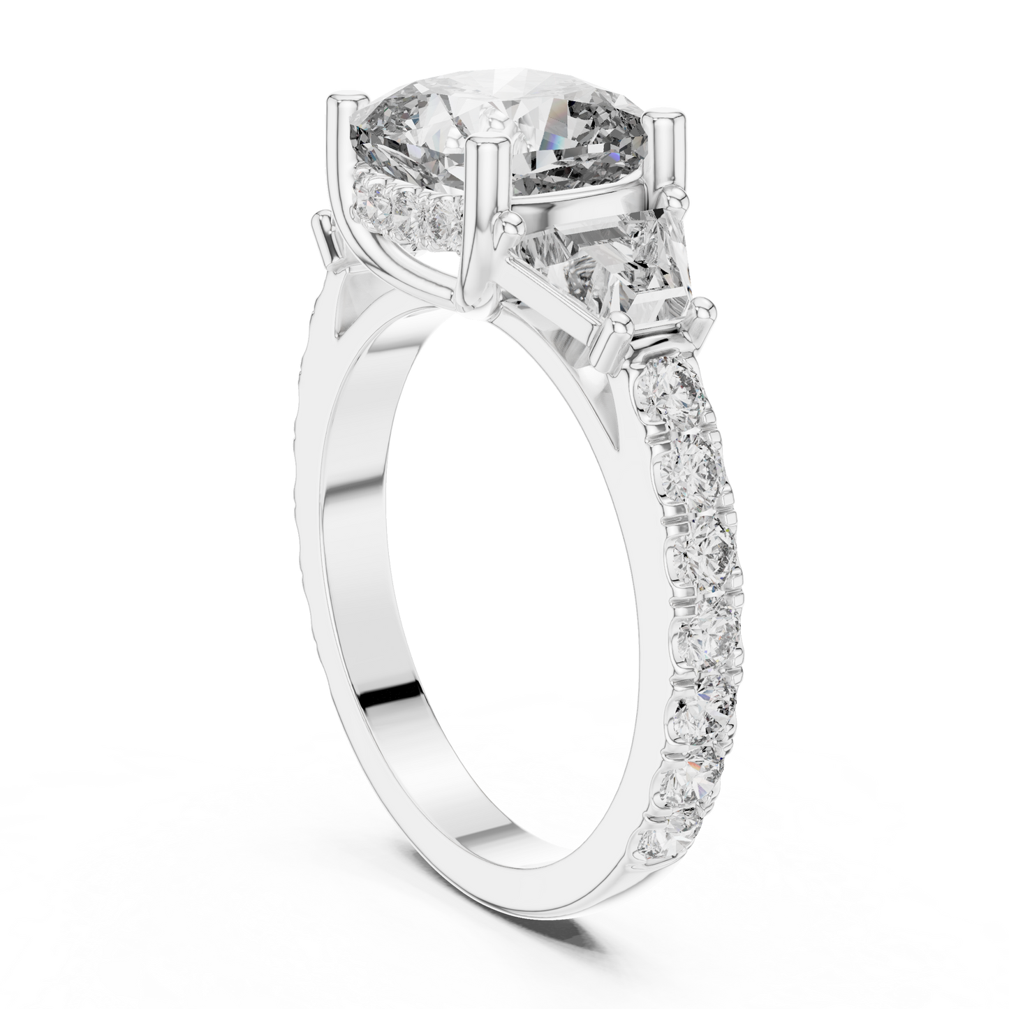 Flat lay display of the 14K Gold Octagon lab grown diamond ring beside a luxury velvet gift box perfect for anniversary gifts or proposal planning for a special someone