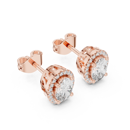 Shining Oval Cut Halo Diamond Stud Earrings – Minimal Yet Royal - Gala Edition Oval Halo Diamond Stud Earrings – Red Carpet Look