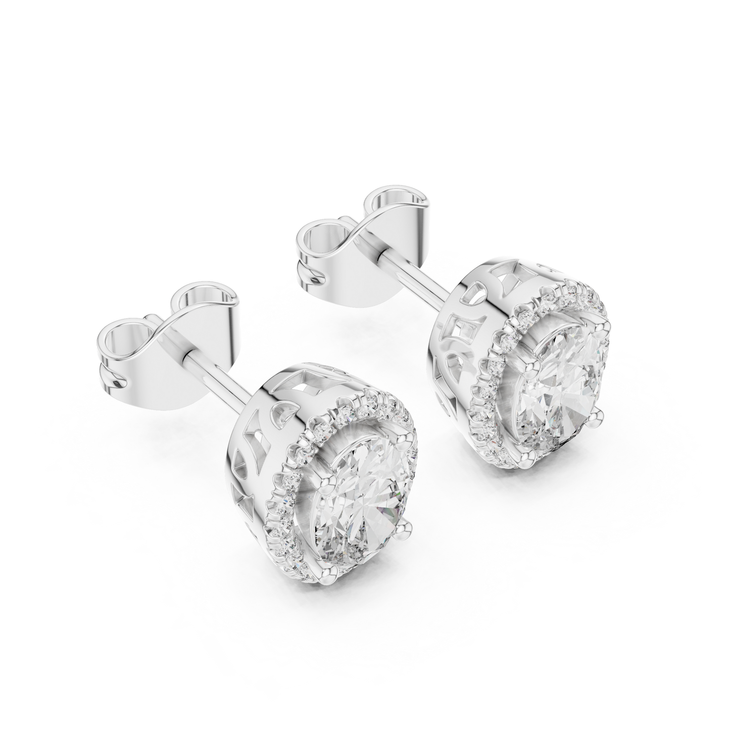 Shining Oval Cut Halo Diamond Stud Earrings – Minimal Yet Royal - Gala Edition Oval Halo Diamond Stud Earrings – Red Carpet Look