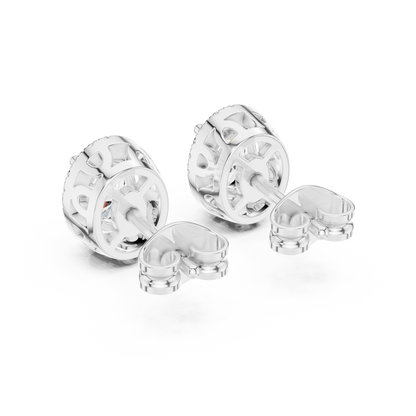 Shining Oval Cut Halo Diamond Stud Earrings – Minimal Yet Royal - Gala Edition Oval Halo Diamond Stud Earrings – Red Carpet Look