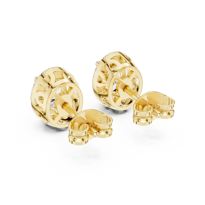 Shining Oval Cut Halo Diamond Stud Earrings – Minimal Yet Royal - Gala Edition Oval Halo Diamond Stud Earrings – Red Carpet Look