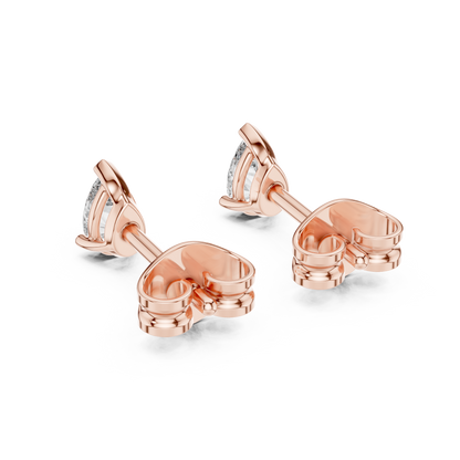 Pear Diamond Stud Earrings in Yellow Gold – Modern Royal Look - 1 Carat Pear Diamond Stud Earrings – Premium Bridal Choice