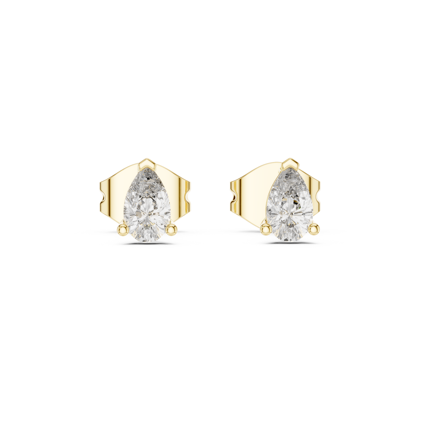 Pear Diamond Stud Earrings in Yellow Gold – Modern Royal Look - 1 Carat Pear Diamond Stud Earrings – Premium Bridal Choice
