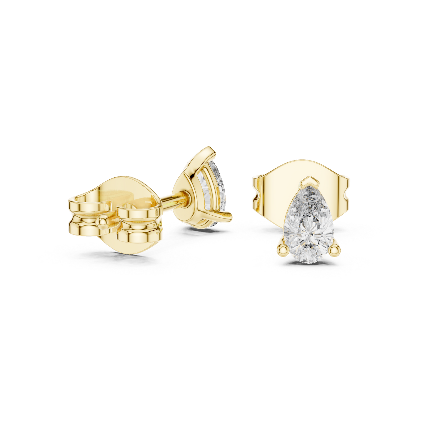 Pear Diamond Stud Earrings in Yellow Gold – Modern Royal Look - 1 Carat Pear Diamond Stud Earrings – Premium Bridal Choice