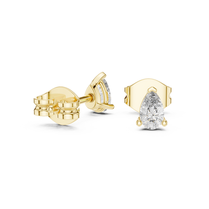 Pear Diamond Stud Earrings in Yellow Gold – Modern Royal Look - 1 Carat Pear Diamond Stud Earrings – Premium Bridal Choice