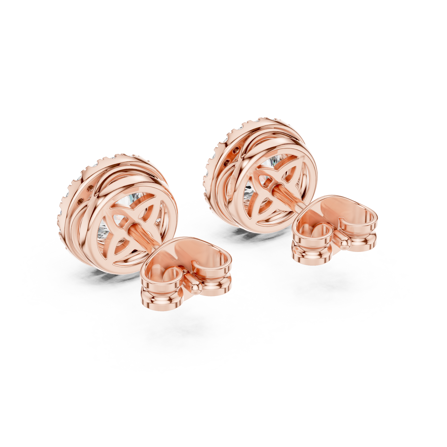 Palace Collection Halo Diamond Stud Earrings – Luxe Round Cut - Empire Halo Diamond Stud Earrings – Luxury Heritage Look