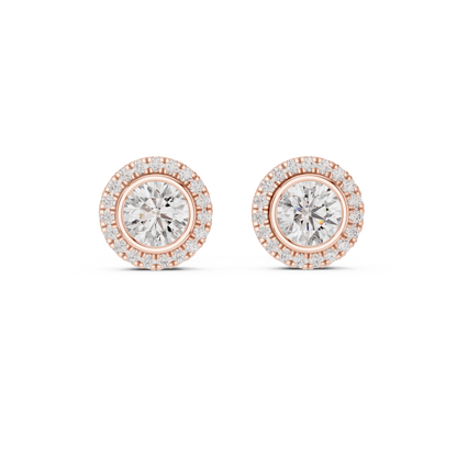 Palace Collection Halo Diamond Stud Earrings – Luxe Round Cut - Empire Halo Diamond Stud Earrings – Luxury Heritage Look