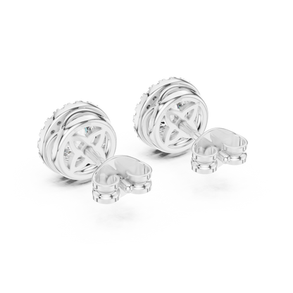 Palace Collection Halo Diamond Stud Earrings – Luxe Round Cut - Empire Halo Diamond Stud Earrings – Luxury Heritage Look