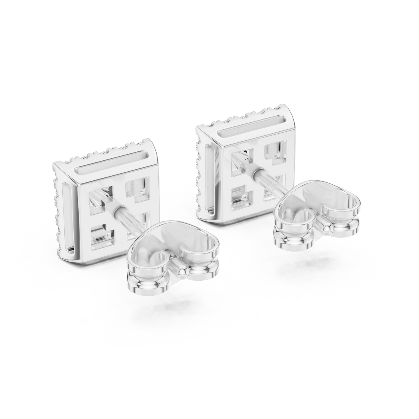 Subtle Opulence Princess Cut Diamond Halo Studs - Understated Majesty Square Diamond Halo Studs - Absolute Brilliance Princess Cut Diamond Stud Earrings