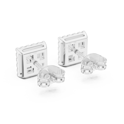 Subtle Opulence Princess Cut Diamond Halo Studs - Understated Majesty Square Diamond Halo Studs - Absolute Brilliance Princess Cut Diamond Stud Earrings