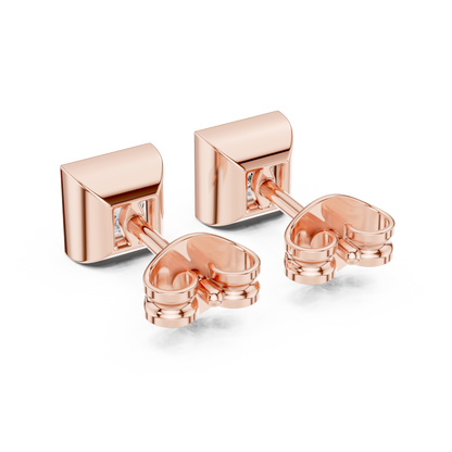 Princess Cut Diamond Stud Earrings in Bezel Setting – Minimal Luxury Everyday Earrings