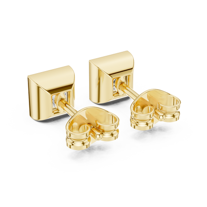 Princess Cut Diamond Stud Earrings in Bezel Setting – Minimal Luxury Everyday Earrings