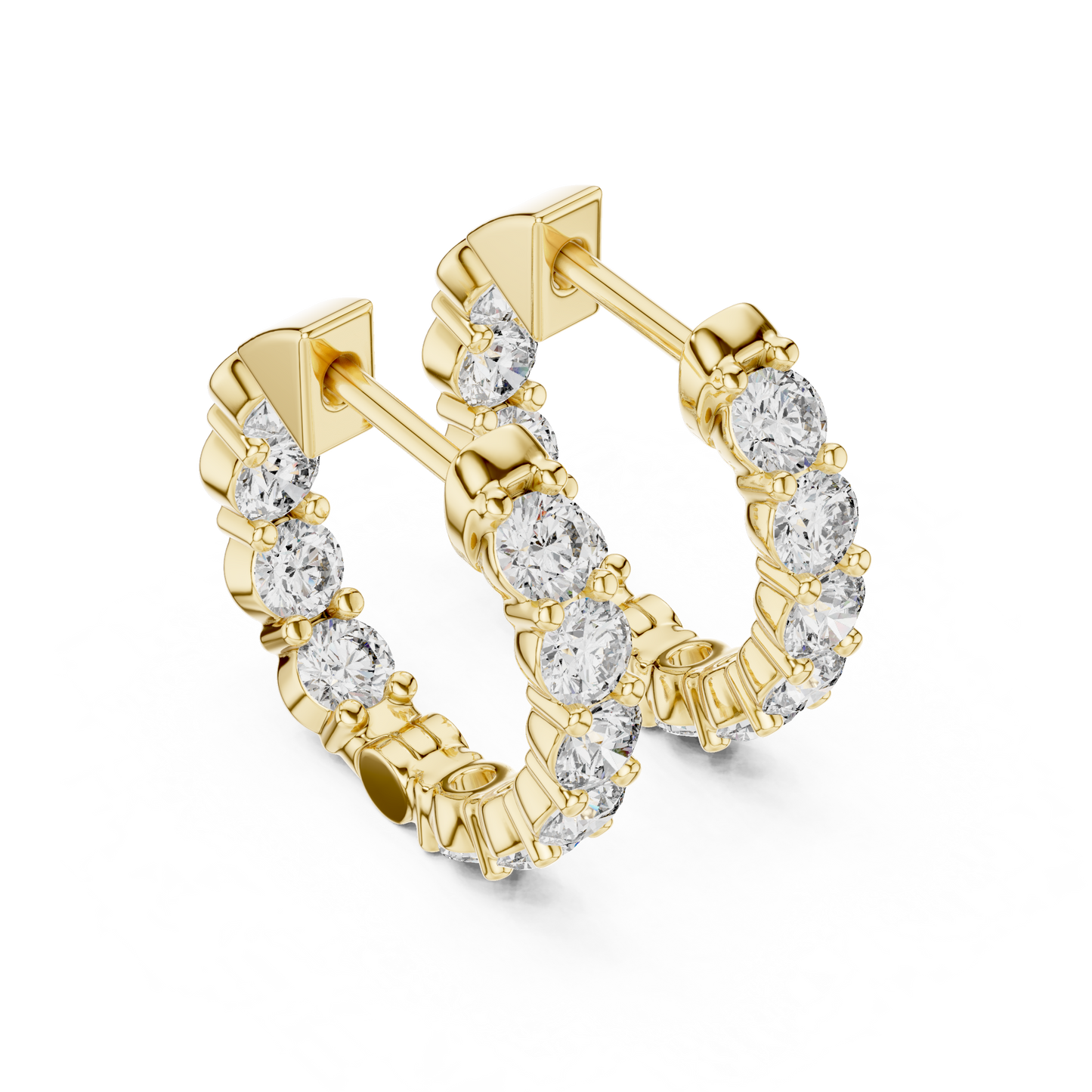 Full Eternity Diamond Huggie Earrings – Premium Fine Jewelry - Eternal Diamond Hoop Earrings in Solid Gold – Luxury Everyday Sparkle