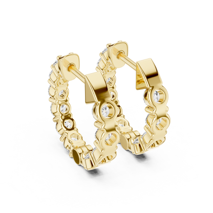 Full Eternity Diamond Huggie Earrings – Premium Fine Jewelry - Eternal Diamond Hoop Earrings in Solid Gold – Luxury Everyday Sparkle