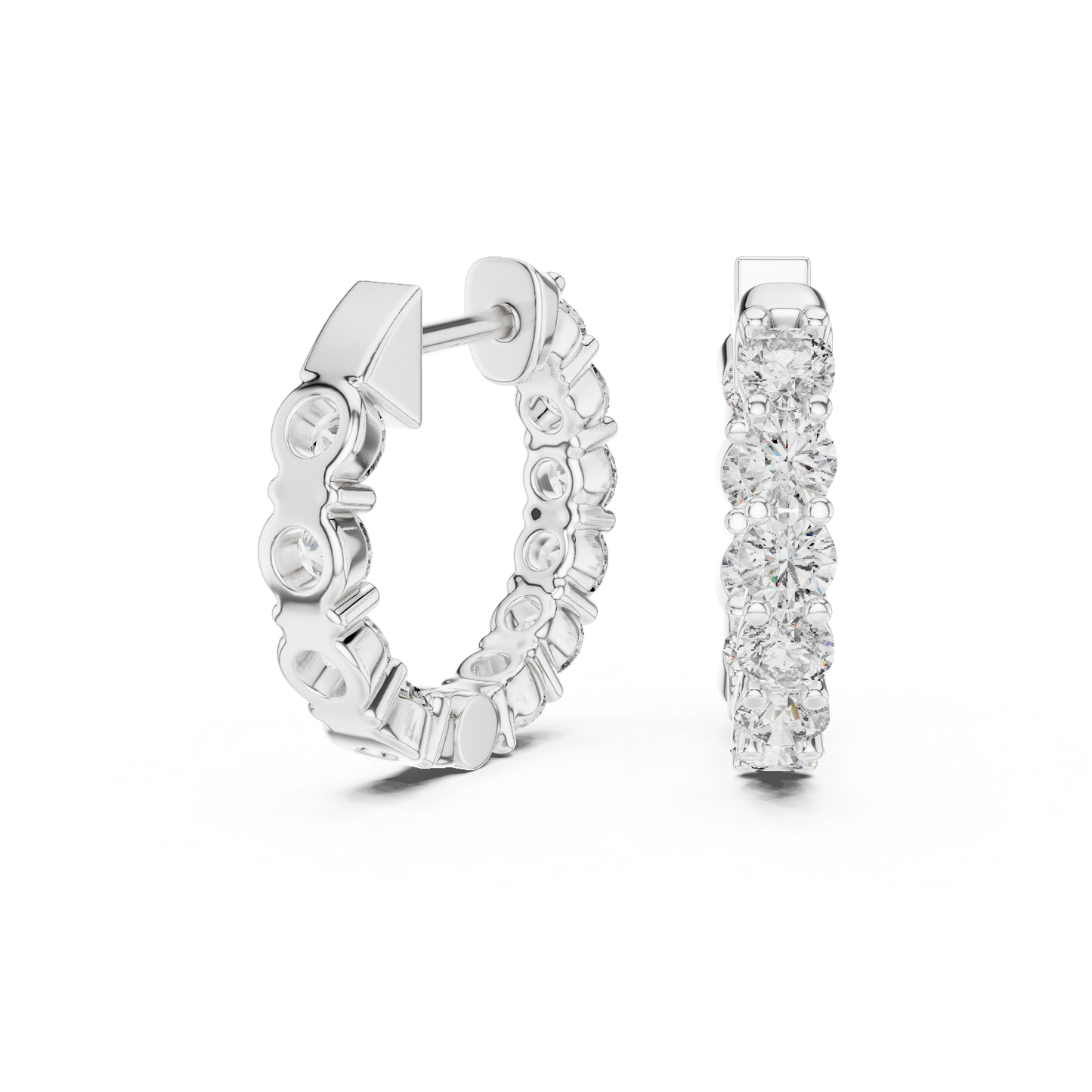 Full Eternity Diamond Huggie Earrings – Premium Fine Jewelry - Eternal Diamond Hoop Earrings in Solid Gold – Luxury Everyday Sparkle