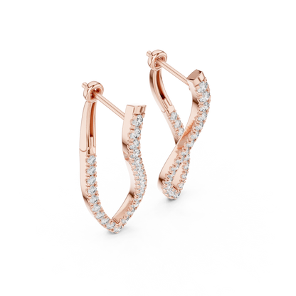 Navette Shape Diamond Hoop Earrings for Women | Modern Luxury Style | Marquise Cut Diamond Hoop Earrings in  925 Sterling Silver – Luxury Twisted Navette Design