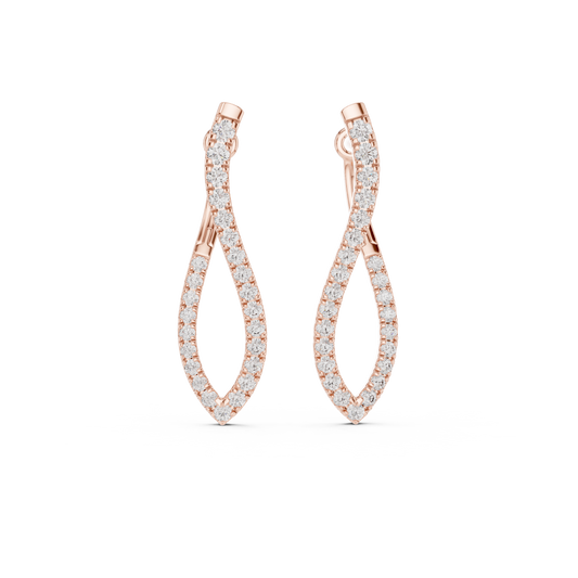 Navette Shape Diamond Hoop Earrings for Women | Modern Luxury Style | Marquise Cut Diamond Hoop Earrings in 14K Gold – Luxury Twisted Navette Design