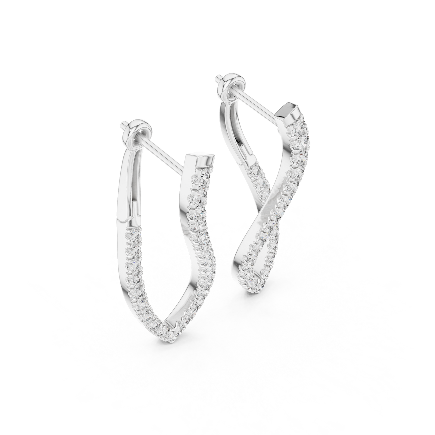 Navette Shape Diamond Hoop Earrings for Women | Modern Luxury Style | Marquise Cut Diamond Hoop Earrings in  925 Sterling Silver – Luxury Twisted Navette Design