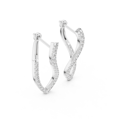 Navette Shape Diamond Hoop Earrings for Women | Modern Luxury Style | Marquise Cut Diamond Hoop Earrings in  925 Sterling Silver – Luxury Twisted Navette Design