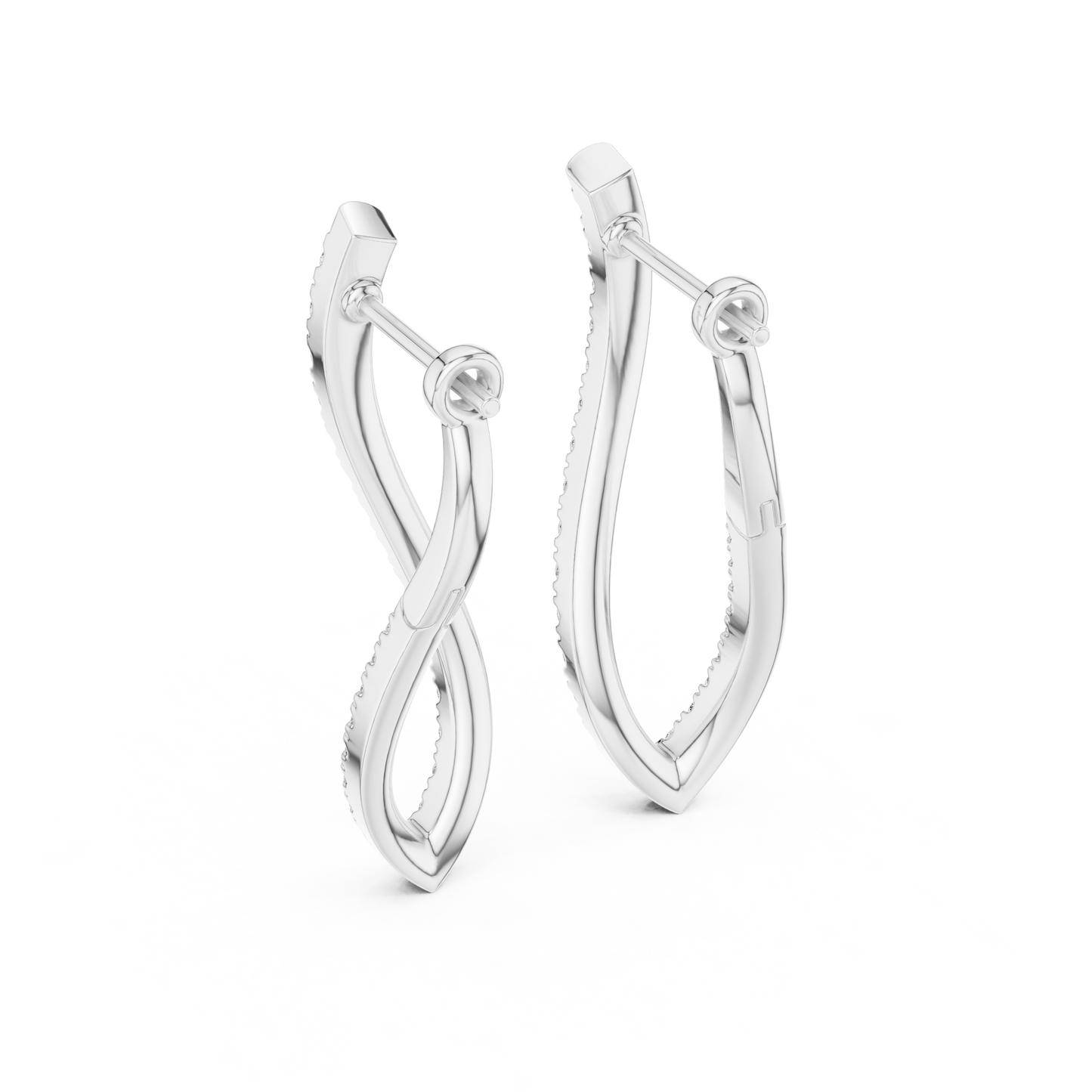 Navette Shape Diamond Hoop Earrings for Women | Modern Luxury Style | Marquise Cut Diamond Hoop Earrings in  925 Sterling Silver – Luxury Twisted Navette Design