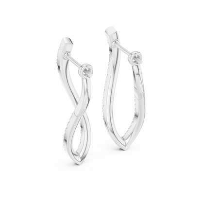 Navette Shape Diamond Hoop Earrings for Women | Modern Luxury Style | Marquise Cut Diamond Hoop Earrings in  925 Sterling Silver – Luxury Twisted Navette Design