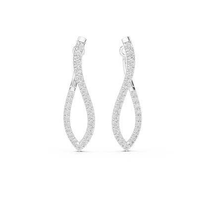 Navette Shape Diamond Hoop Earrings for Women | Modern Luxury Style | Marquise Cut Diamond Hoop Earrings in  925 Sterling Silver – Luxury Twisted Navette Design