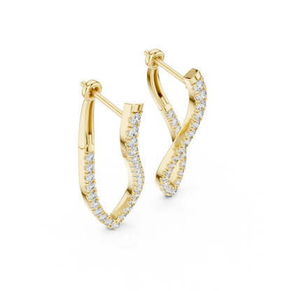 Navette Shape Diamond Hoop Earrings for Women | Modern Luxury Style | Marquise Cut Diamond Hoop Earrings in  925 Sterling Silver – Luxury Twisted Navette Design