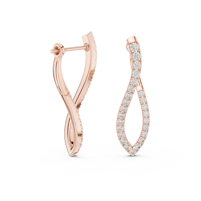 Navette Shape Diamond Hoop Earrings for Women | Modern Luxury Style | Marquise Cut Diamond Hoop Earrings in  925 Sterling Silver – Luxury Twisted Navette Design